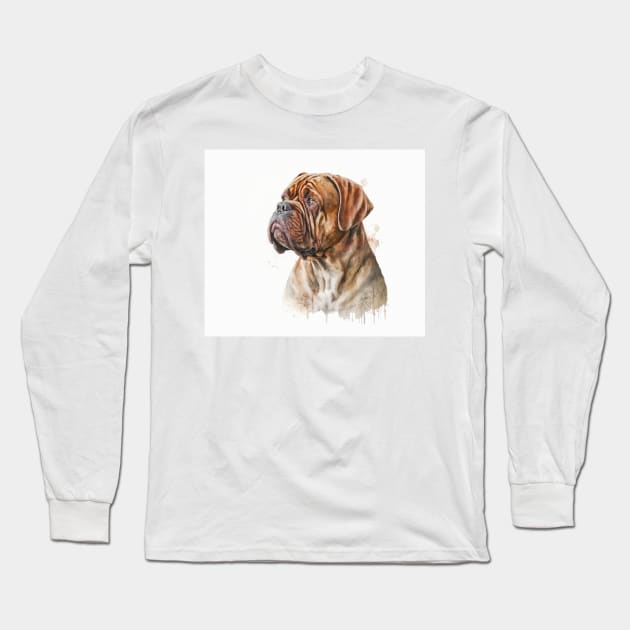 French Mastiff Watercolour Long Sleeve T-Shirt by TheArtfulAI